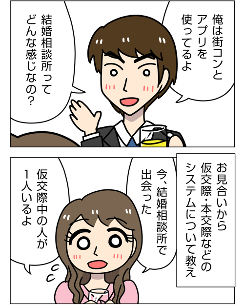 【婚活で出会った彼が豹変】3話「結婚相談所で1人、街コンで1人と仮交際になってドキドキ!」【婚活漫画】3_2_4