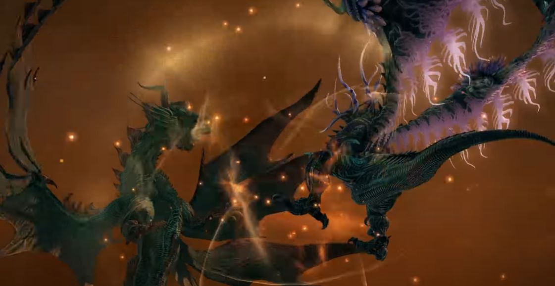 Ff14 5 5トレーラーではルナバハムートとティアマットが戦うシーンも 七大天竜のティアマットと共闘する熱い展開もある 馬鳥速報