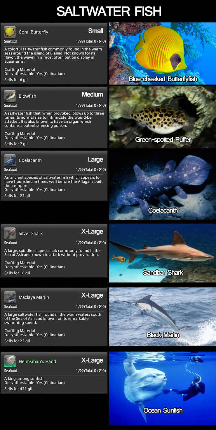 FF14】パッチ3.4でアクアリウムに入れることの出来る全13種類の魚が 