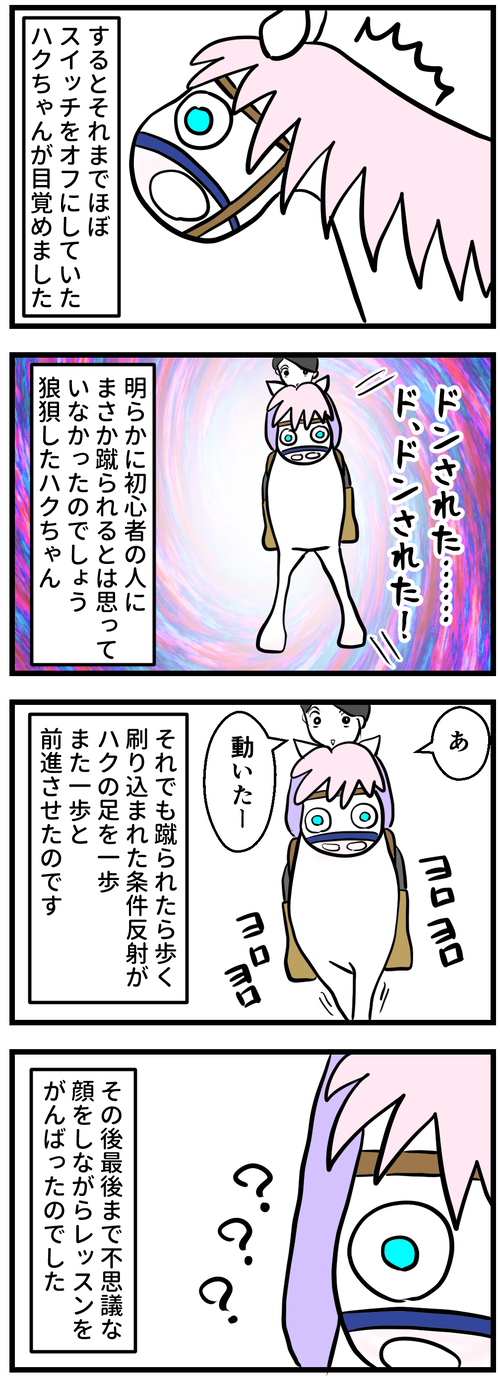 蹴られて驚くハクちゃん2