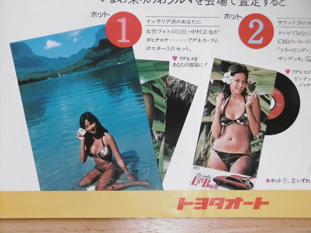 希少！ハワイの女神アグネス・ラム　パネル　トヨタスプリンター　1976年ブレイク 希少！ハワイの女神アグネス・ラムパネルトヨタスプリンター1976