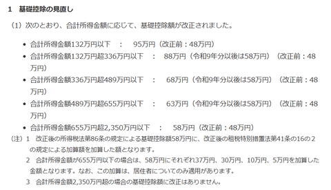 【節税】所得税の基礎控除額が上がったけど合計所得金額が基準になる