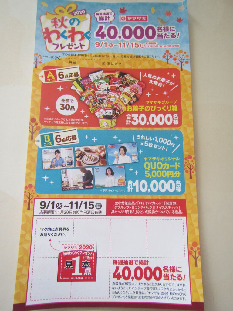 副収入 ヤマザキ 秋のわくわくプレゼントに応募してみた 節約と投資と日々のいろいろ
