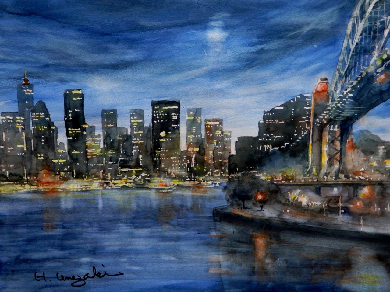 夜景 梅崎秀夫の水彩画人生 夜景 梅崎秀夫の水彩画人生