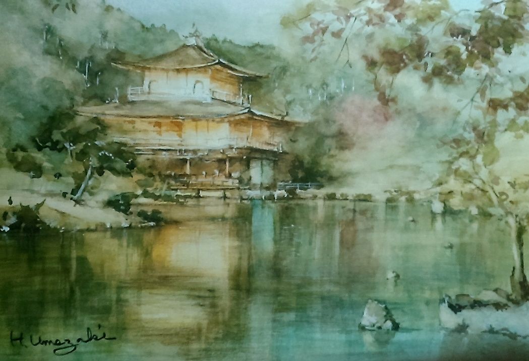 冬の金閣寺』 - 水彩画