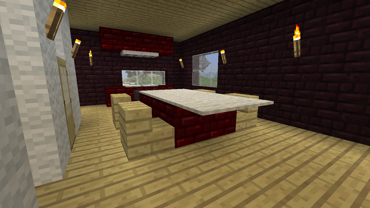 ネザーレンガのモダン住宅を建てる うみどりのいまさらマイクラ街づくり