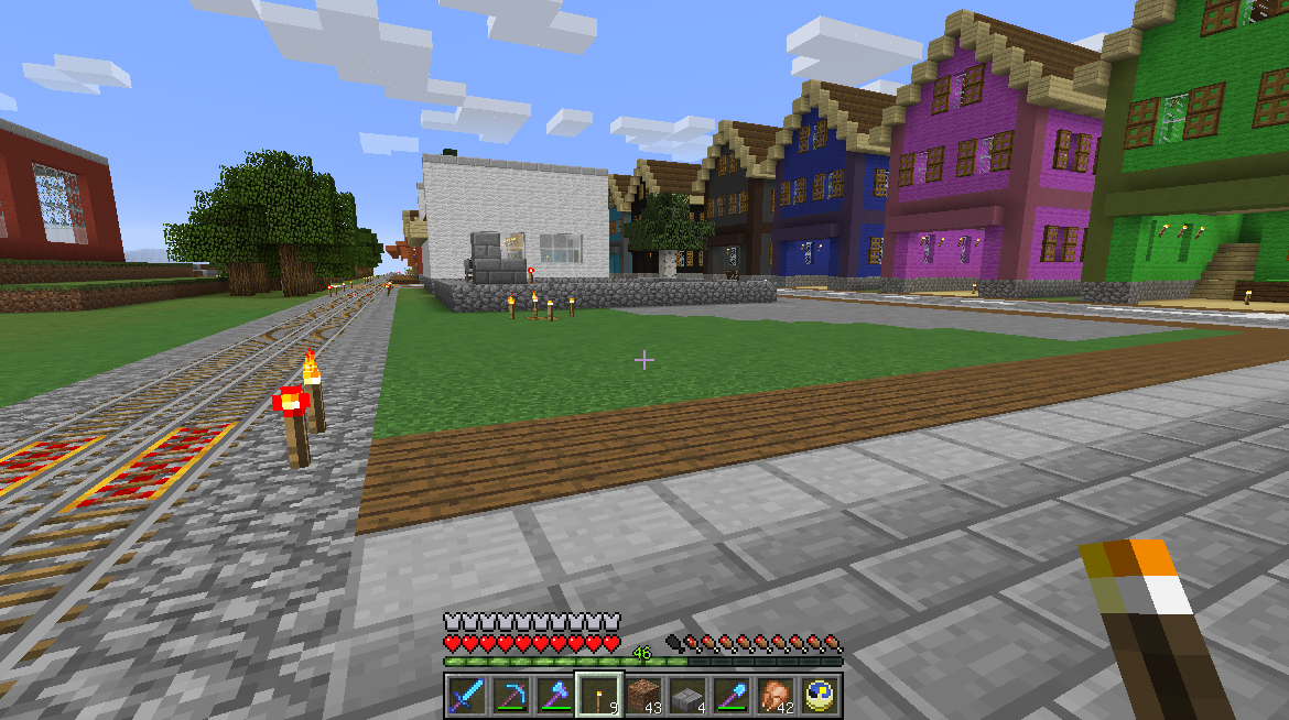 白 緑の店舗を建てる うみどりのいまさらマイクラ街づくり