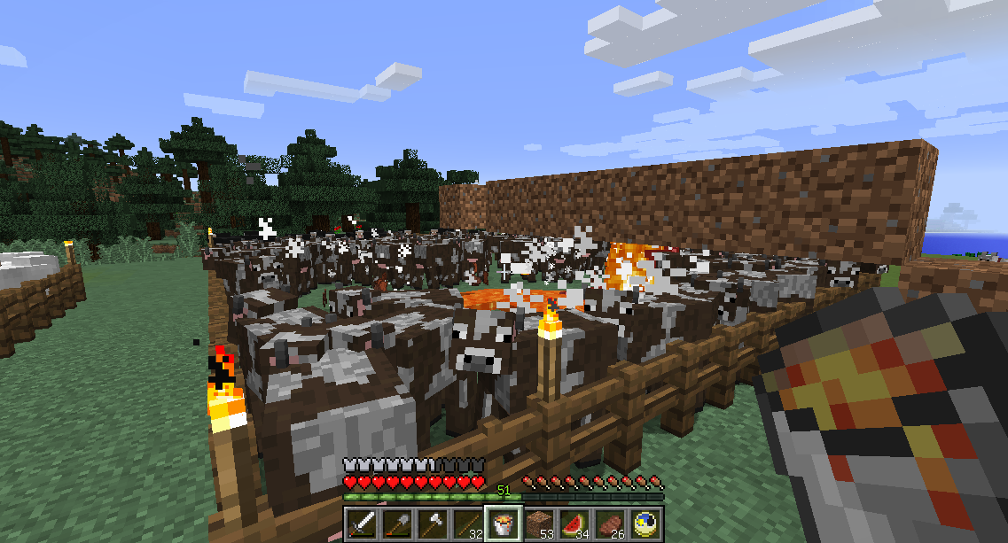 牛牧場で泳ぐ うみどりのいまさらマイクラ街づくり