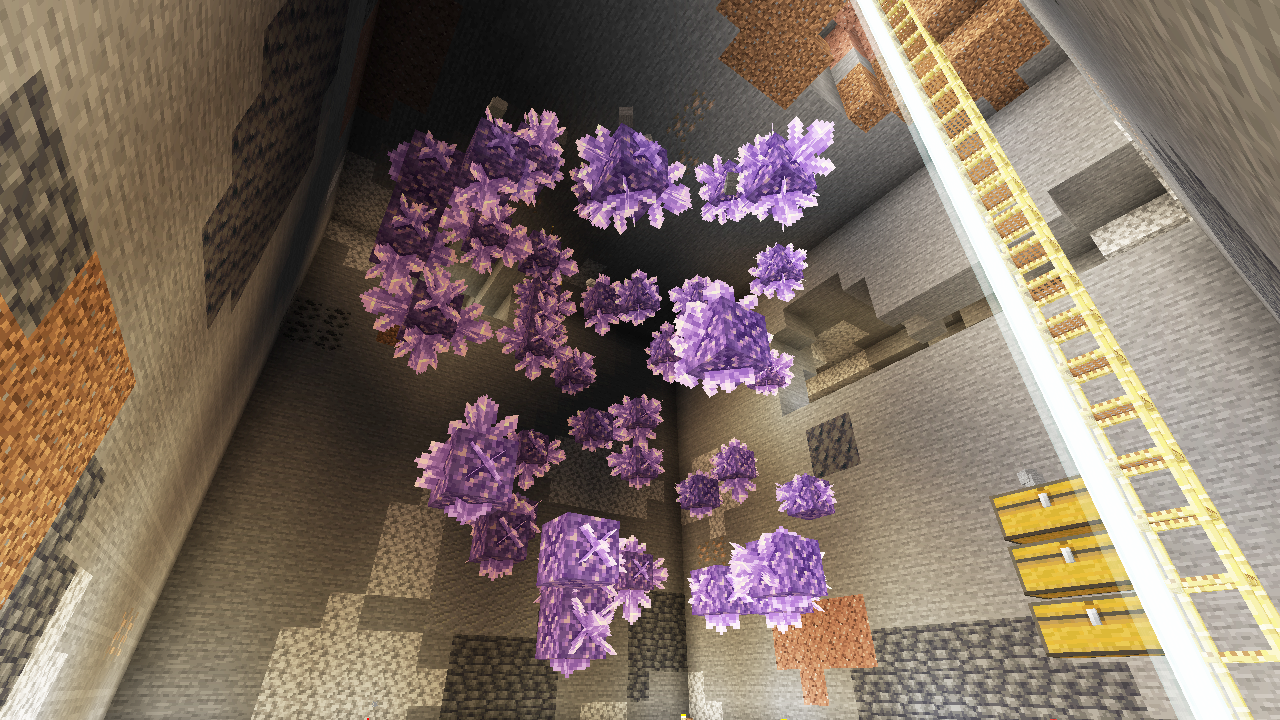 降り注ぐアメジスト うみどりのいまさらマイクラ街づくり