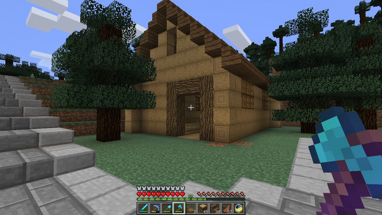 森の中の謎の小屋 うみどりのいまさらマイクラ街づくり
