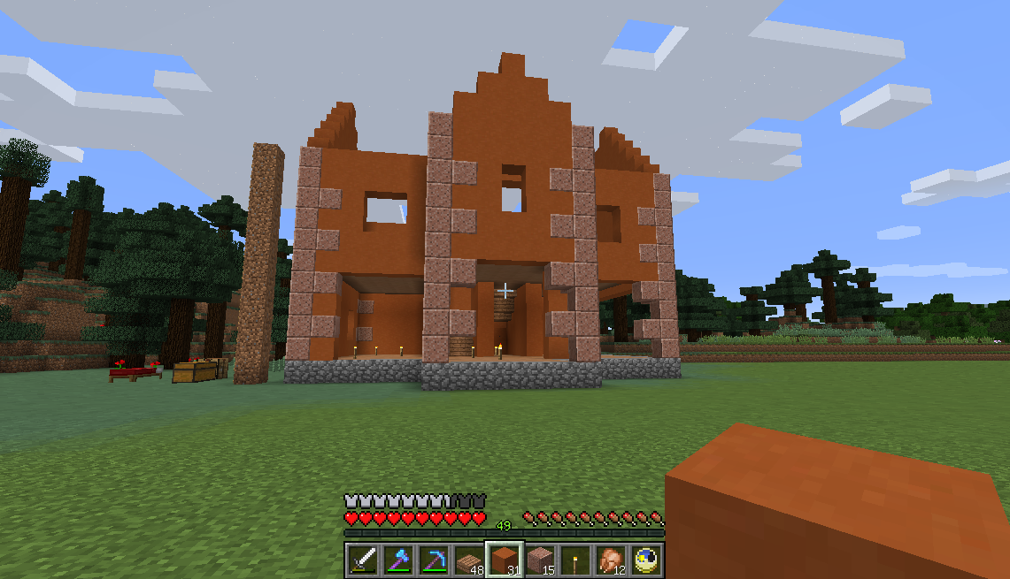 南欧風オレンジの家を建てる うみどりのいまさらマイクラ街づくり
