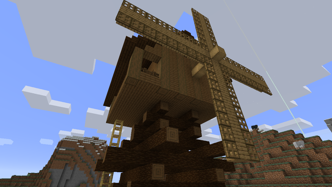 羽根よ回れよ風車小屋 うみどりのいまさらマイクラ街づくり