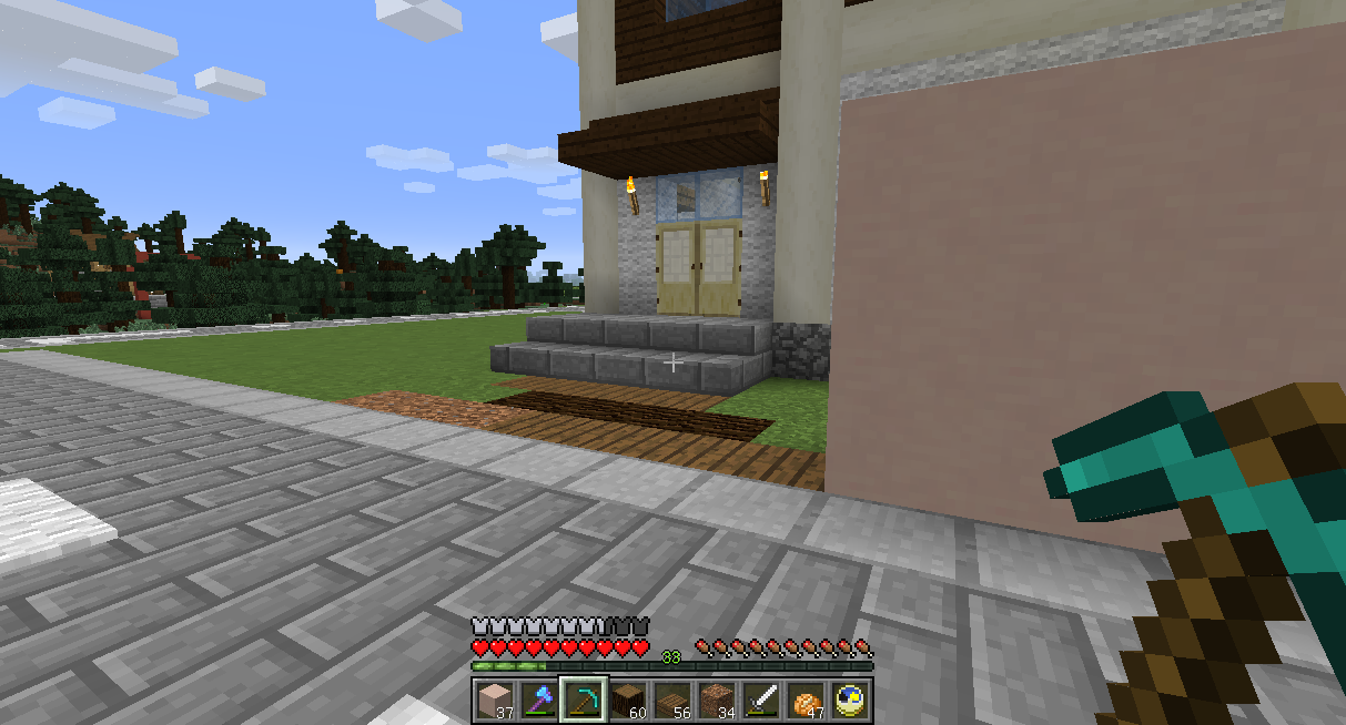 エクステリアのある街に うみどりのいまさらマイクラ街づくり