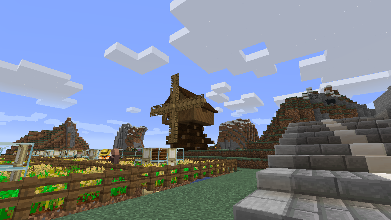 羽根よ回れよ風車小屋 うみどりのいまさらマイクラ街づくり