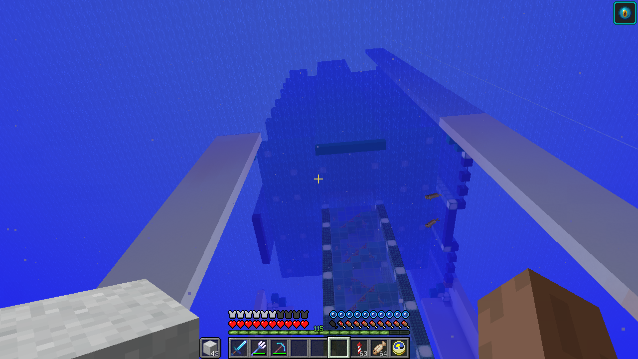 村人たちに誇れるしごとを １ ウォーターフロートの壁 うみどりのいまさらマイクラ街づくり