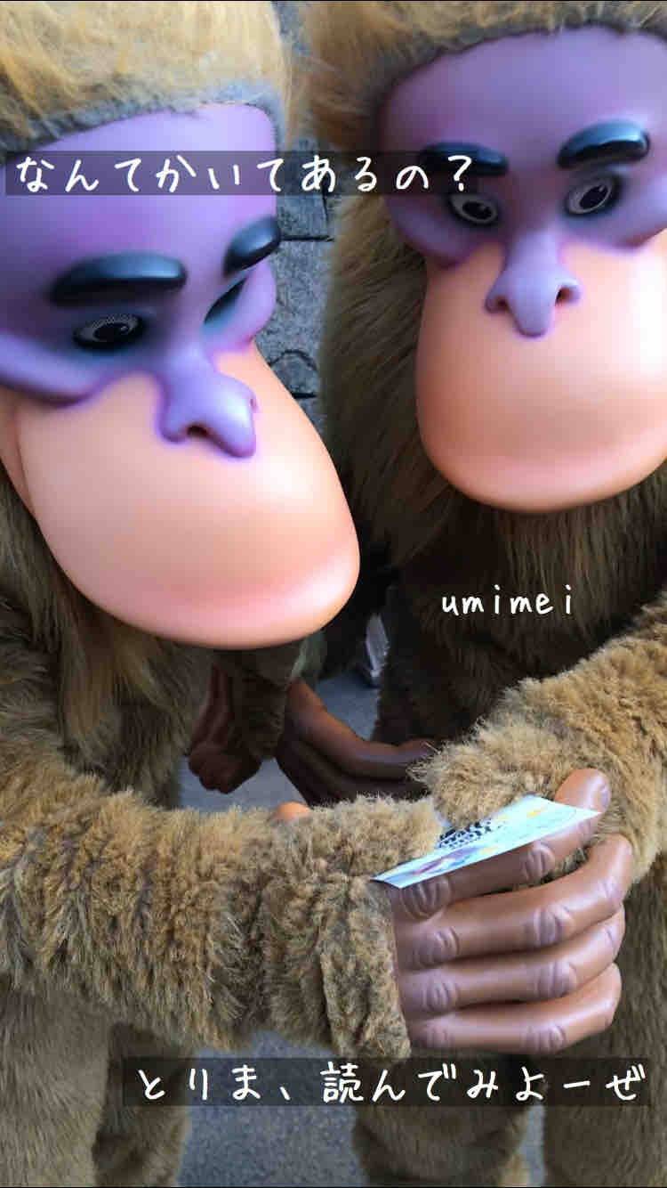 モンキーに年賀状渡してきたよん うみのめい