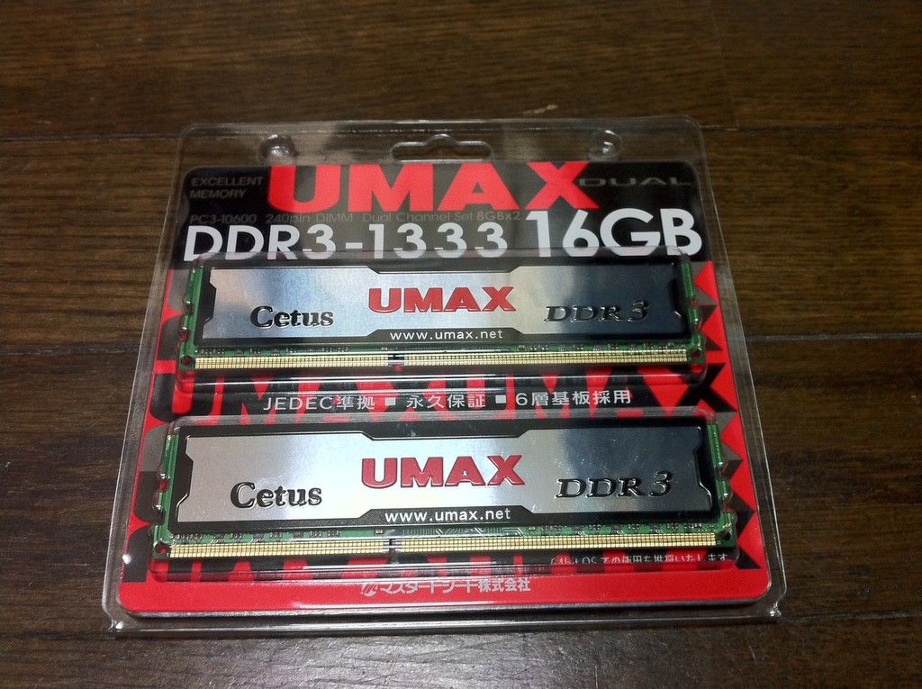 UMAX Cetus DCDDR3-16GB-1333 PC10600 1600MHz DDR3 8GB x 2枚（計16GB) UMAX Cetus DCDDR3-16GB-1333