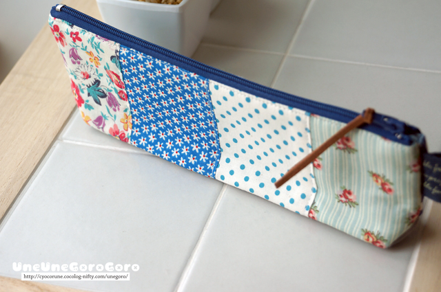 型紙：パッチワークポーチ ペンケースサイズ版 : うねうねごろごろ