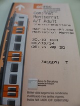 FGCのモンセラット行き往復乗車券