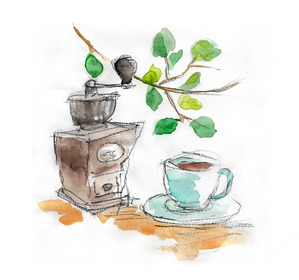 木陰でコーヒー