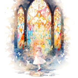 ステンドグラスと少女