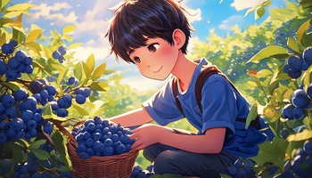 ブルーベリーと子ども
