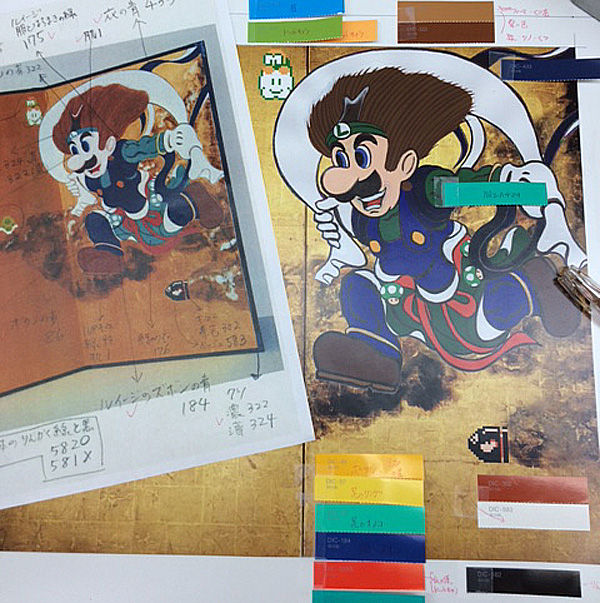 マリオ&ルイージ図屏風 木版画制作決定 : 芸艸堂 店主の日記 マリオ&ルイージ図屏風 木版画制作決定 : 芸艸堂 店主の日記