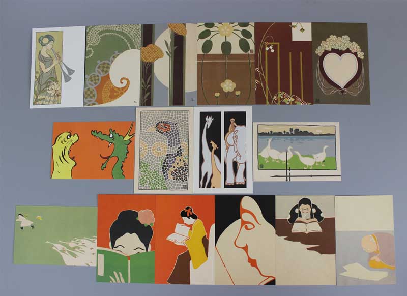 ★神坂雪佳先生図案　中川式絵はかき封緘　3枚・タトウ　京都株式新報社　 芸艸堂の塗り絵 神坂雪佳・北斎・陣羽織 : 芸艸堂 店主の日記