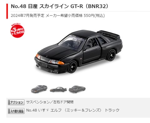 徹底考察！【読み物】2024年7月に通常品のトミカの新商品でBNR32が発売