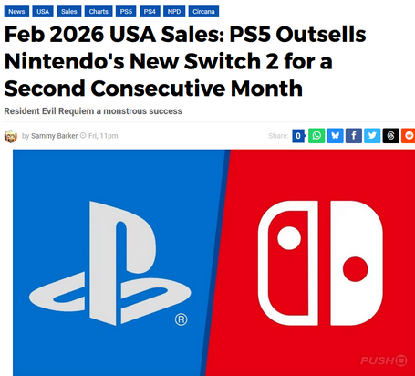 2月米市場 PS5がSwitch2に2ヶ月連続で勝利、バイオレクイエムも絶好調！