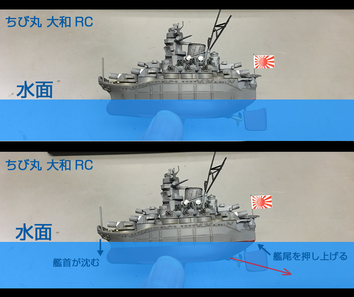 Rcちび丸 武蔵 スクリュー軸 角度編 未確認艦隊