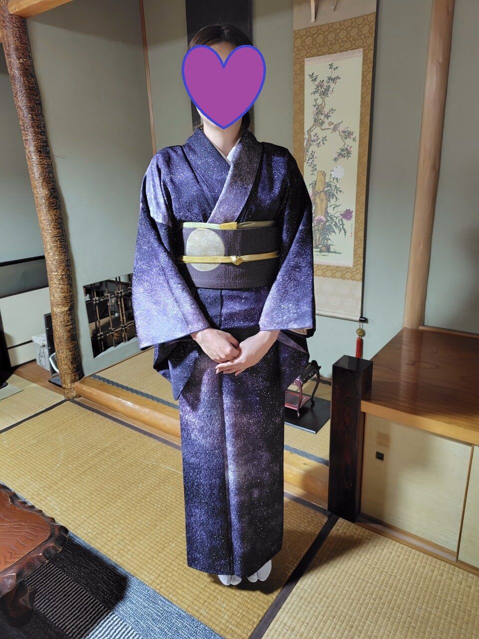 吉野一廉の小紋に満月の帯 : うさぎ庵徒然草