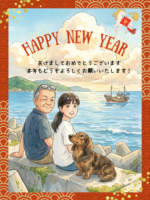 赤 白 ゴールド 和風 新年の挨拶 Instagram投稿