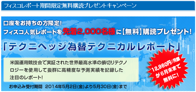 為替テクニカルプレミアムレポート無料キャンペーン