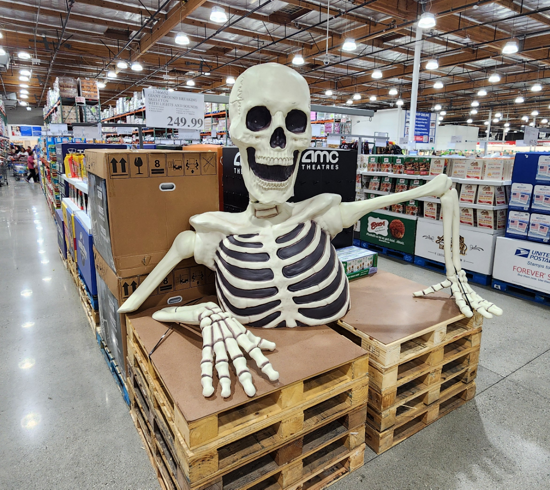 ホームデポ】、ハロウィンの巨大ガイコツにチーム友達 ホームデポ】、ハロウィンの巨大ガイコツにチーム友達
