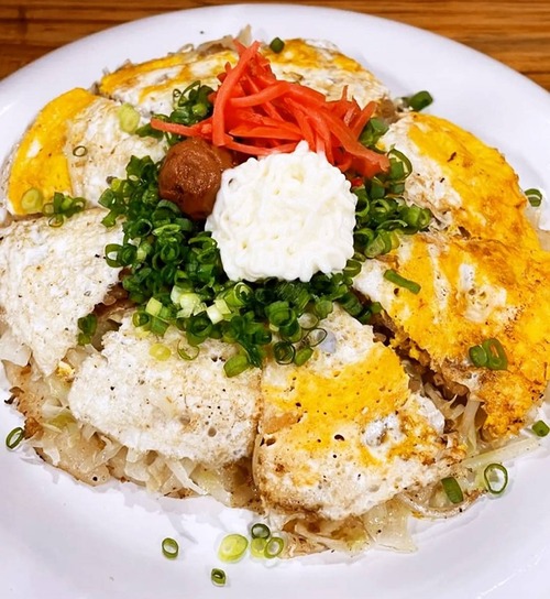 お米が入ったお好み焼き