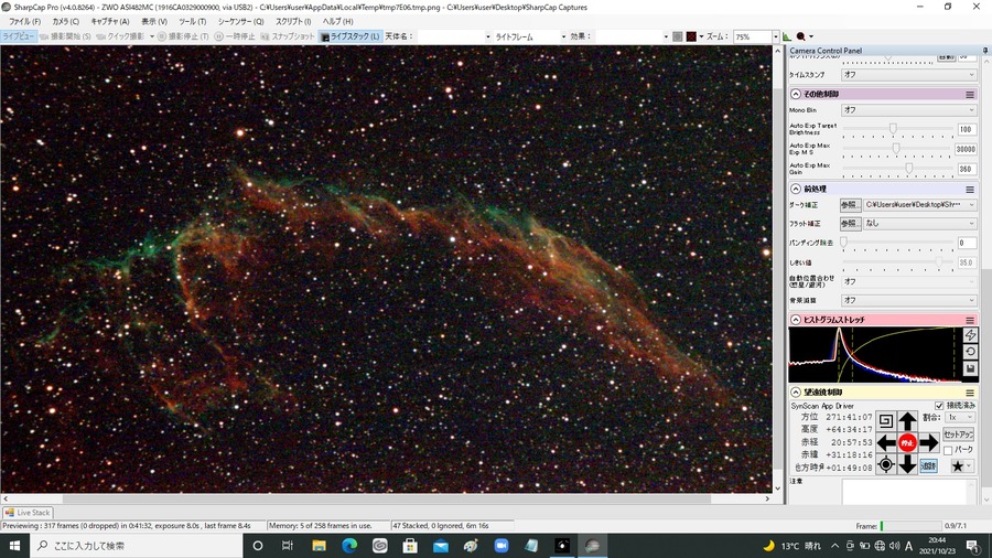 網状星雲  Gain300  8秒露出　47スタック