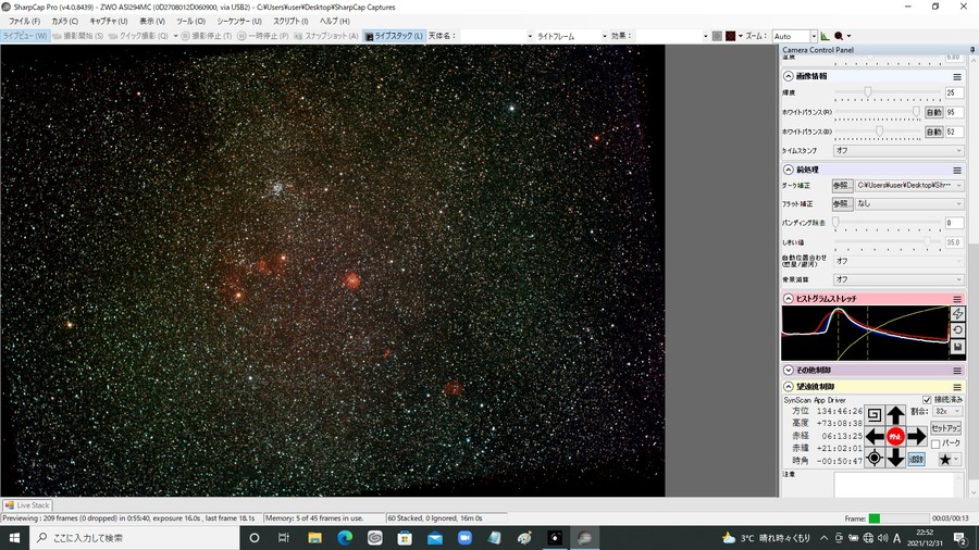 MonkeyHead付近 16秒露出 60stack Gain540 CometBPフィルター