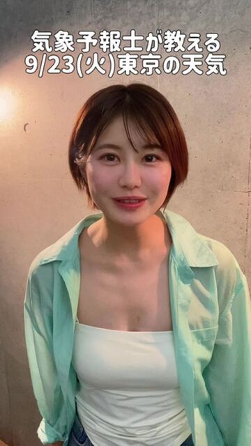 キャスター市村紗弥香、がっつり谷間を見せて天気予報ｗｗ（エロGIF動画）