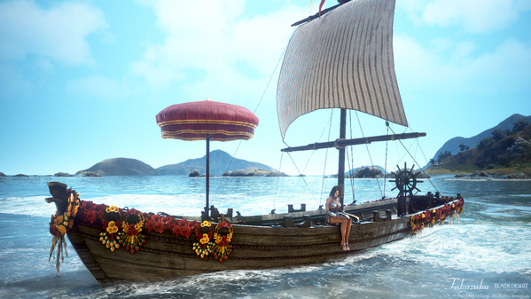 黒い砂漠 花満開の漁船飾り