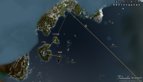 黒い砂漠 ラット港町 マリウル島 ナダ島 紫紺島 マップ
