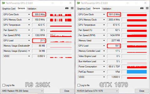 Radeon R9 Geforce 1070 比較