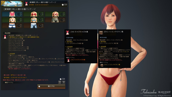 黒い砂漠ソリエンテビキニ ちゃぷちゃぷ水着