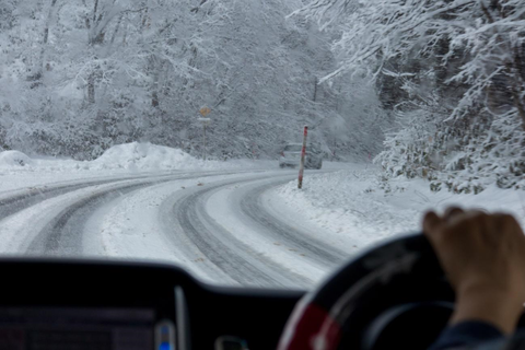 普通タイヤで雪道行く