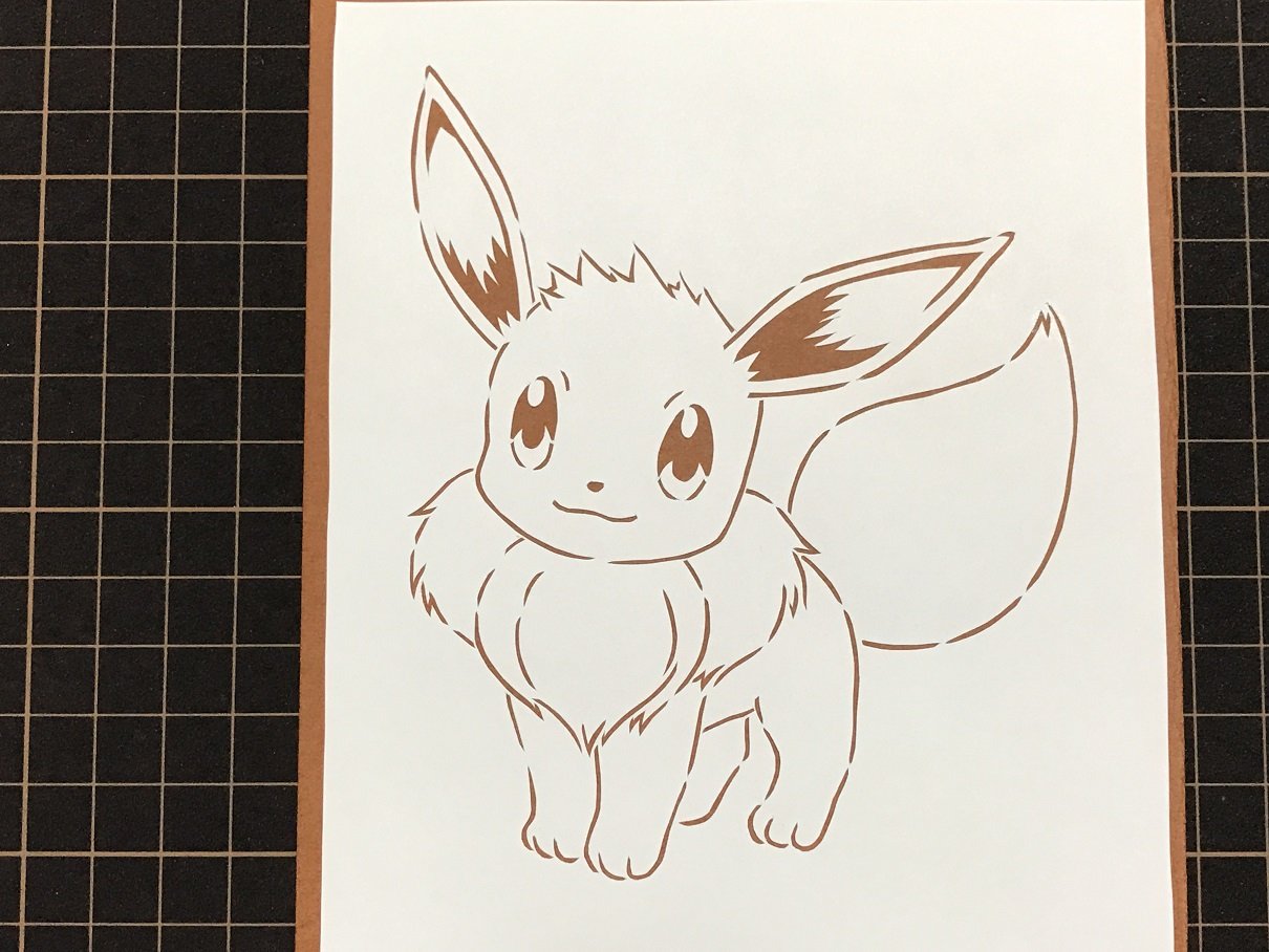 切り絵 ポケモンシリーズから イーブイ その2 完成 Soujuの切り絵日記