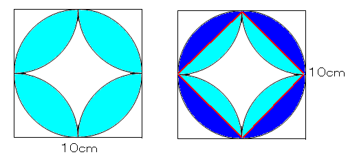 算数 扇形の面積の応用 葉っぱ型図形の面積 なるほどの素