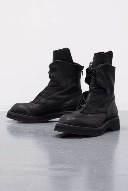 JULIUS黒 ジッパー付きミリタリーブーツ JULIUS - サイドジップエンジニアブーツ - SIDE ZIP ENGINEER