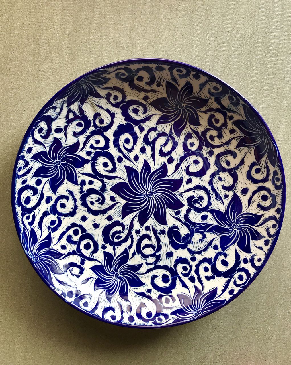 藍地の器〜蓮模様〜(Ho筆） : 夫婦でずっとベトナム暮らし