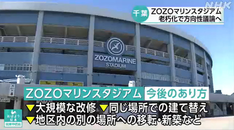 千葉市、老朽化進むZOZOマリンスタジアムの方向性本格的な議論へ