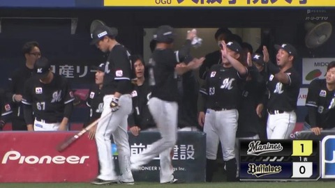 井上、タイムリー2ベースきたぁぁぁ！ロッテ、山本由伸相手に初回から先制！